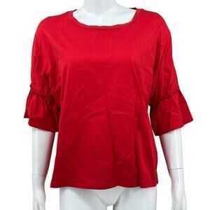 Max Mara Weekend Top Womens 6 Red Bell Sleeves Minimalist Office Quiet Luxury